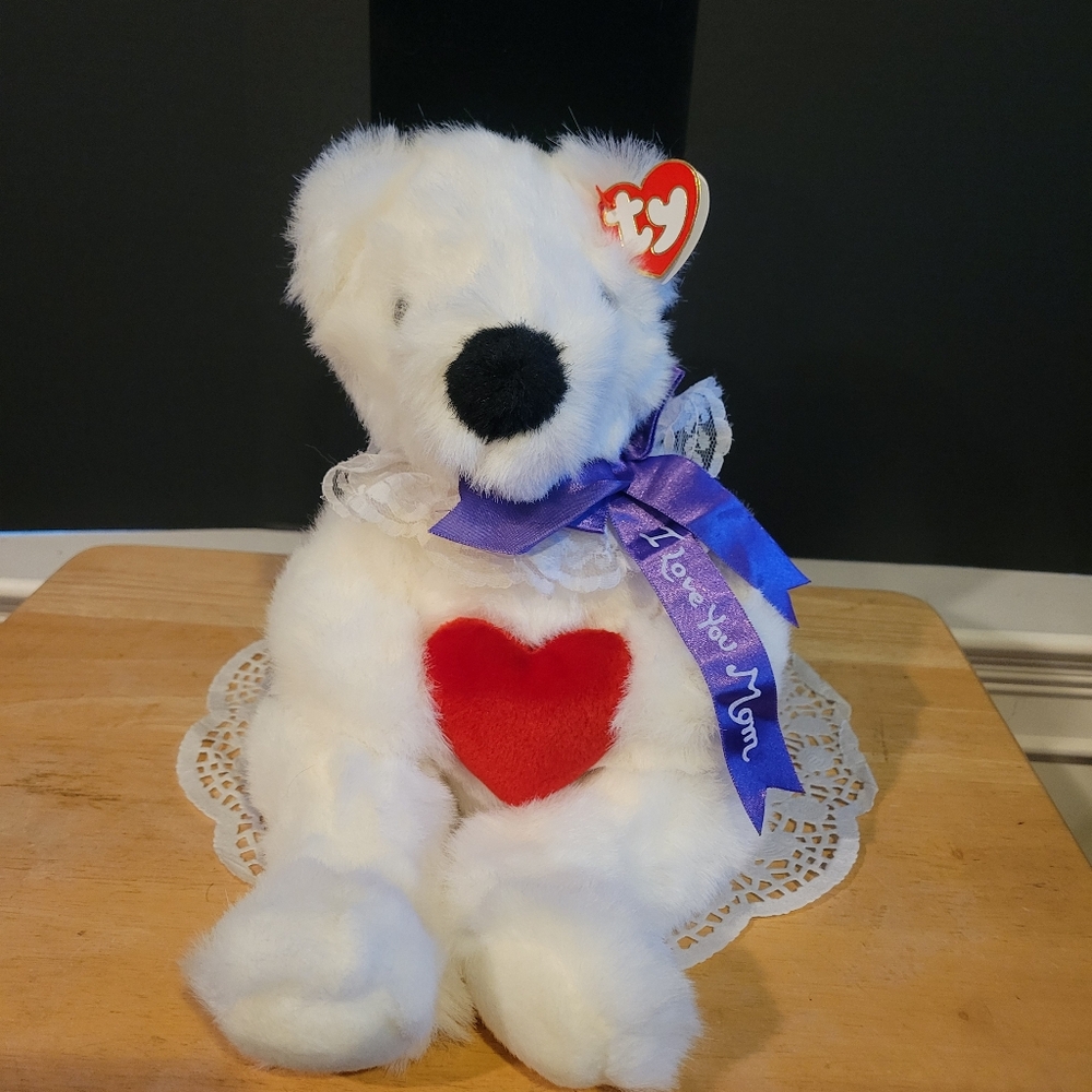 1997 Classic Ty Beanie Baby "Romeo" The Bear 14" Tall. "I Love Mom"